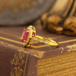 Lade Bild in die Galerieansicht, Art Deco Oval Cut Lab Padparadscha Engagement Ring - LGG Jewelry