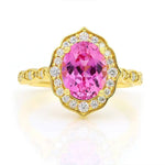 Lade Bild in die Galerieansicht, Art Deco Oval Cut Lab Padparadscha Engagement Ring - LGG Jewelry