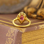 Lade Bild in die Galerieansicht, Art Deco Oval Cut Lab Padparadscha Engagement Ring - LGG Jewelry