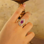Lade Bild in die Galerieansicht, Art Deco Trio Oval Cut Lab Padparadscha Bridal Rings - 3pcs - LGG Jewelry