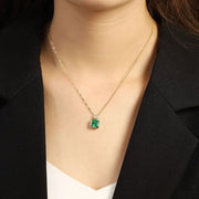 Asscher Cut Columbia Green Lab Emerald Bezel Pendant - LGG Jewelry