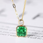 Lade Bild in die Galerieansicht, Asscher Cut Columbia Green Lab Emerald Bezel Pendant - LGG Jewelry
