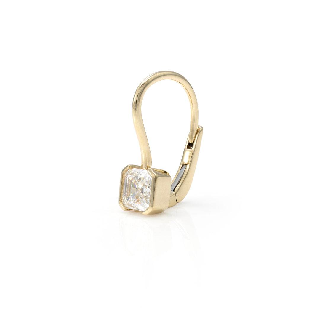 1CT Asscher Cut Drop Earrings in 14K Yellow Gold