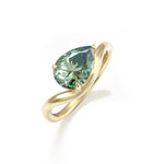 Load image into Gallery viewer, Pear Cut Green Moissanite Solitaire Engagement Ring
