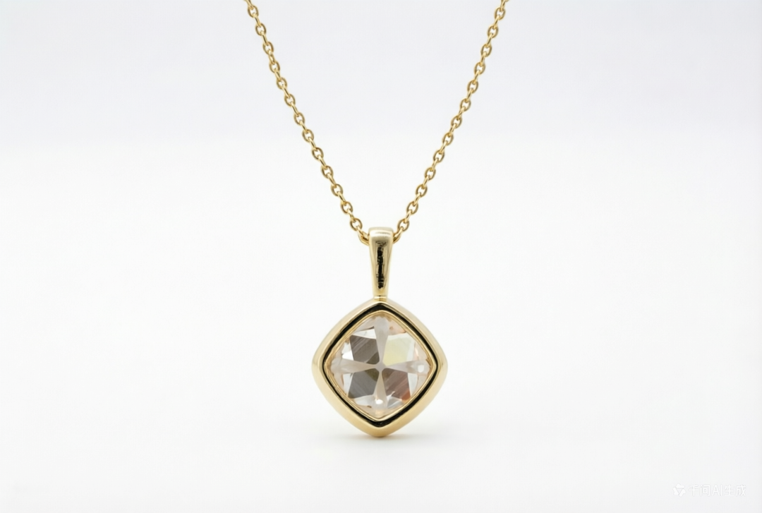 3 Carat Old Mine Cushion Cut Pendant