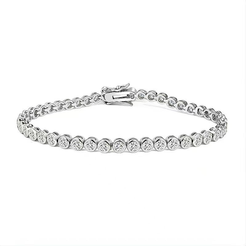 Bezel Set Basket DEF VS Lab Diamond Tennis Bracelet 14K 18K Gold - LGG Jewelry