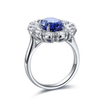 Lade Bild in die Galerieansicht, Big Pear Halo 3.5 Ct Oval Cut Lab Blue Sapphire Engagement Ring - LGG Jewelry