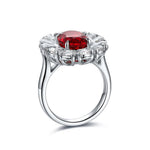 Lade Bild in die Galerieansicht, Big Pear Halo 3.5 Ct Oval Cut Lab Ruby Engagement Ring - LGG Jewelry