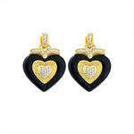 Lade Bild in die Galerieansicht, Black Agate Triple Romantic Heart Earrings - LGG Jewelry