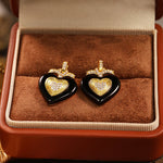 Lade Bild in die Galerieansicht, Black Agate Triple Romantic Heart Earrings - LGG Jewelry