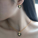 Lade Bild in die Galerieansicht, Black Agate Triple Romantic Heart Earrings - LGG Jewelry