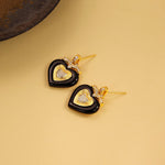 Lade Bild in die Galerieansicht, Black Agate Triple Romantic Heart Earrings - LGG Jewelry