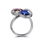 Lade Bild in die Galerieansicht, Bowknot 5.3 Ctw Oval Lab Ruby &amp; Lab Blue Sapphire Toi Et Moi Engagement Ring - LGG Jewelry