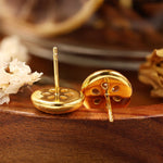 Lade Bild in die Galerieansicht, Brushed Gold Bead Earrings with Sparkling CZ - LGG Jewelry