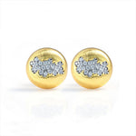 Lade Bild in die Galerieansicht, Brushed Gold Bead Earrings with Sparkling CZ - LGG Jewelry