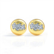 Brushed Gold Bead Earrings with Sparkling CZ - LGG Jewelry
