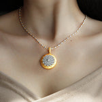 Lade Bild in die Galerieansicht, Brushed Gold CZ Antique Filigree Medallion Necklace - LGG Jewelry