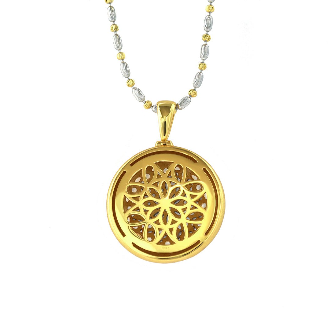 Brushed Gold CZ Antique Filigree Medallion Necklace - LGG Jewelry