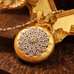 Lade Bild in die Galerieansicht, Brushed Gold CZ Antique Filigree Medallion Necklace - LGG Jewelry