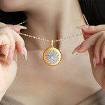 Lade Bild in die Galerieansicht, Brushed Gold CZ Antique Filigree Medallion Necklace - LGG Jewelry