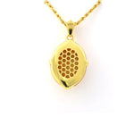Lade Bild in die Galerieansicht, Brushed Gold &amp; Nacre Filled Oval Lapis Lazuli &amp; CZ Pendant Necklace - LGG Jewelry