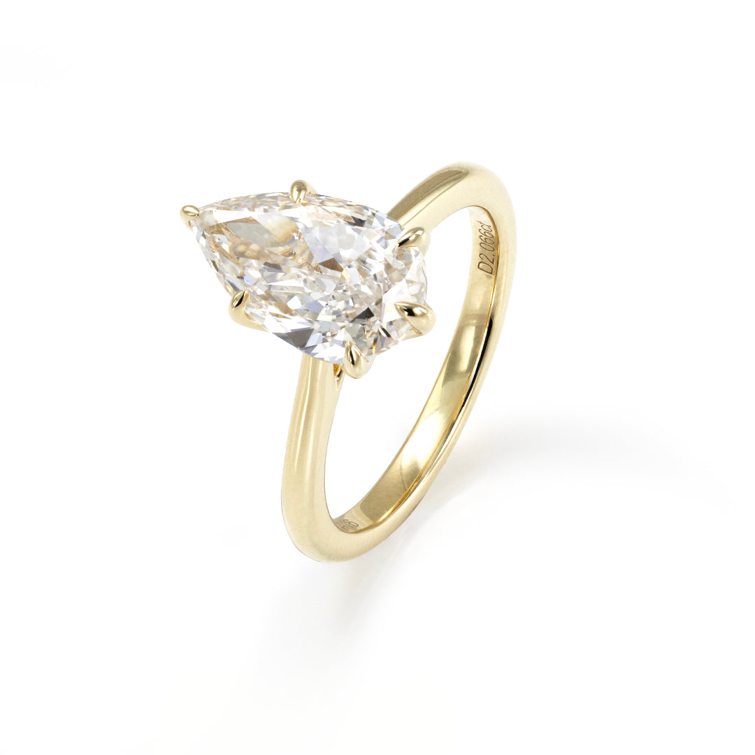 2Ct Pear Shape Lab Diamond  Solitaire Engagement Tulip Ring