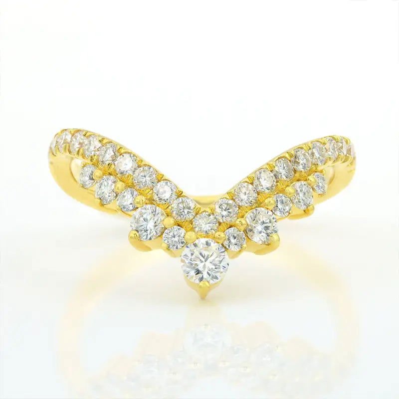 Chevron Double-deck Round Cut Lab Diamond Contour Band - LGG Jewelry