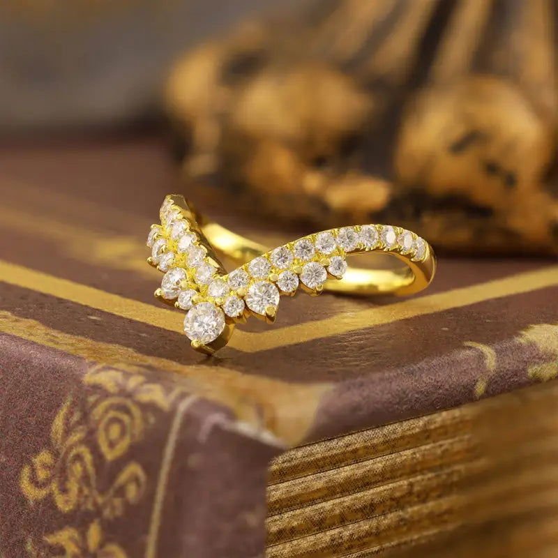 Chevron Double-deck Round Cut Lab Diamond Contour Band - LGG Jewelry