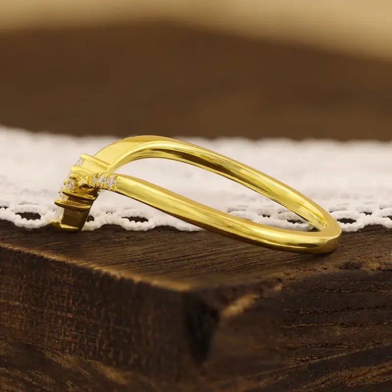 Chevron Minimalist Lab Diamond Stacking Band - LGG Jewelry