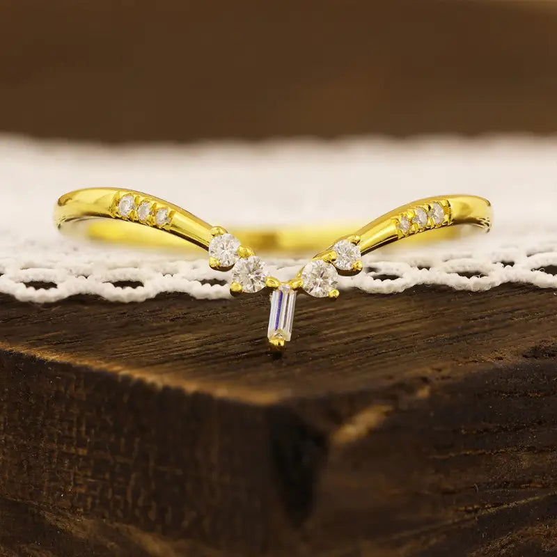 Chevron Minimalist Lab Diamond Stacking Band - LGG Jewelry