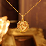 Lade Bild in die Galerieansicht, Chinese Zodiac Snake &amp; Golden Nacre Pendant Necklace - LGG Jewelry
