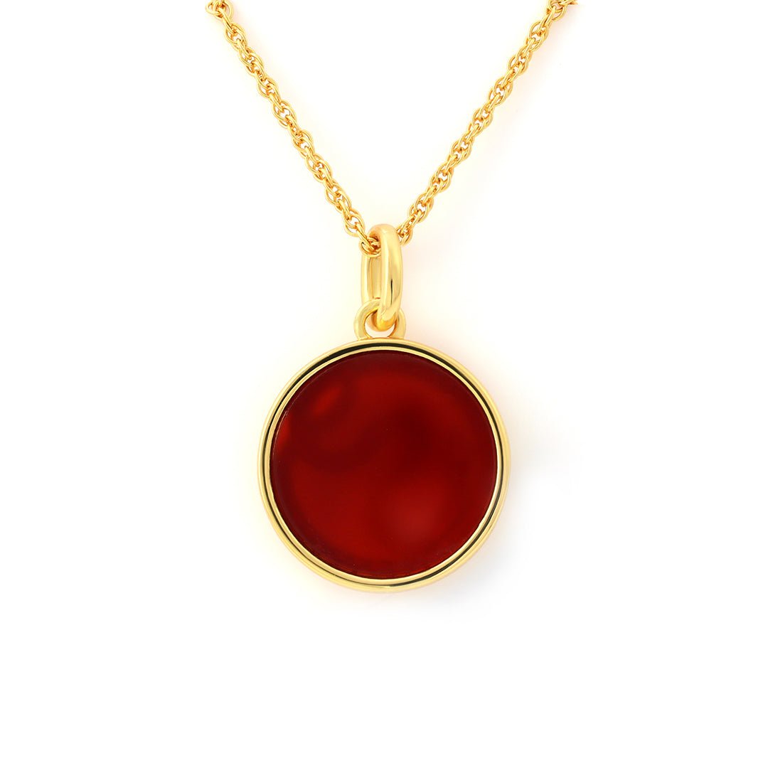 Chinese Zodiac Snake & Red Agate Pendant Necklace - LGG Jewelry