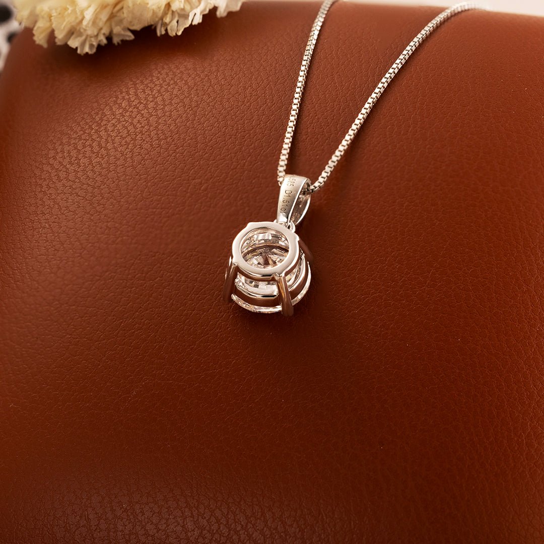 Classic 1.5ct Round Cut Lab Diamond Four Prongs Pendant Necklace - LGG Jewelry