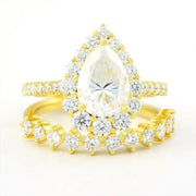 Classic 2 Ct Pear Shape Halo Bridal Ring Set - 2pcs - LGG Jewelry