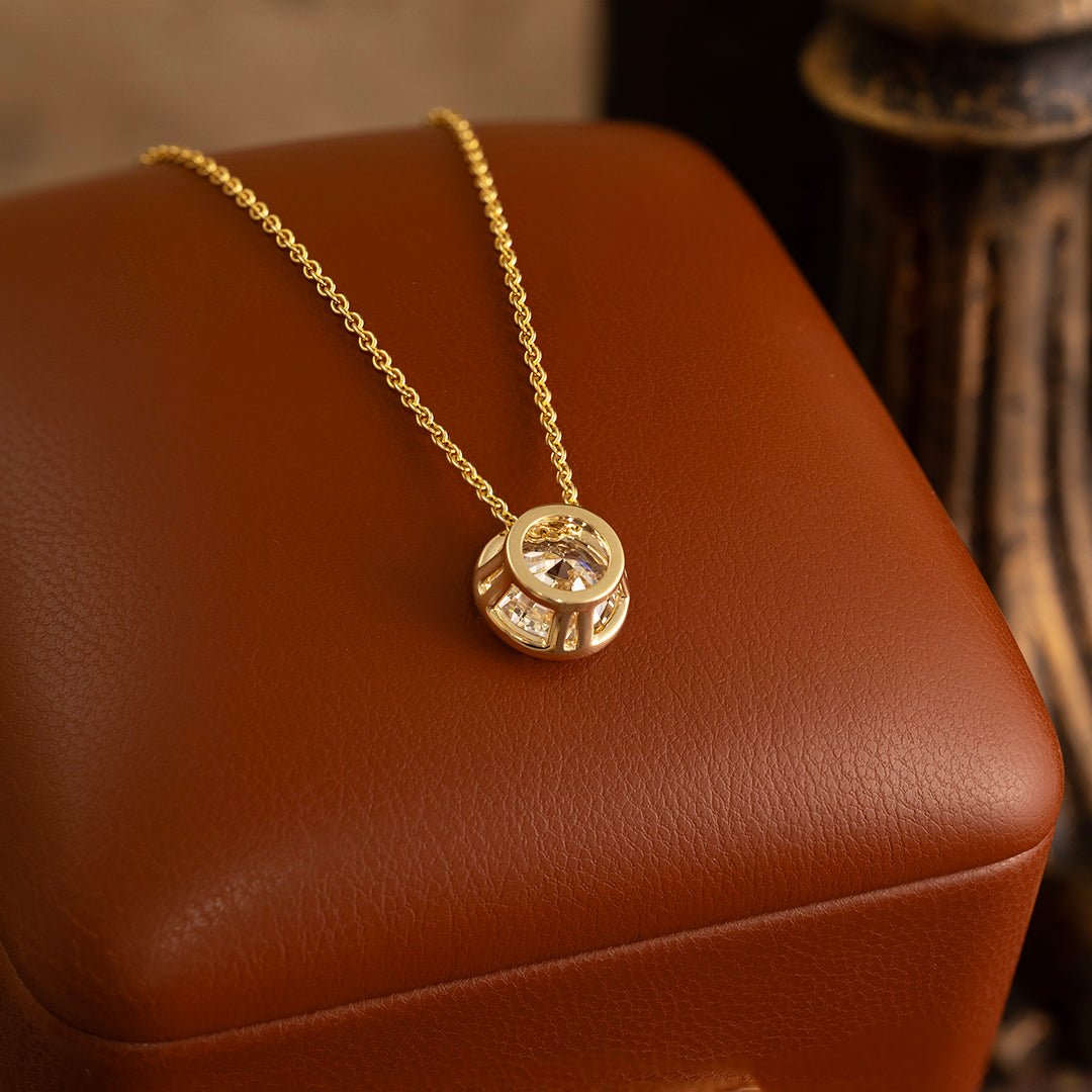Classic 2 Ct Round Cut Lab Diamond Bezel Pendant - LGG Jewelry