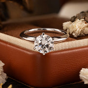 Classic 2 CT Round Cut Lab Diamond Six-Prong Engagement Ring - LGG Jewelry