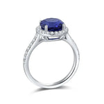 Lade Bild in die Galerieansicht, Classic 2.9 Ct Round Lab Blue Sapphire Halo Engagement Ring - LGG Jewelry