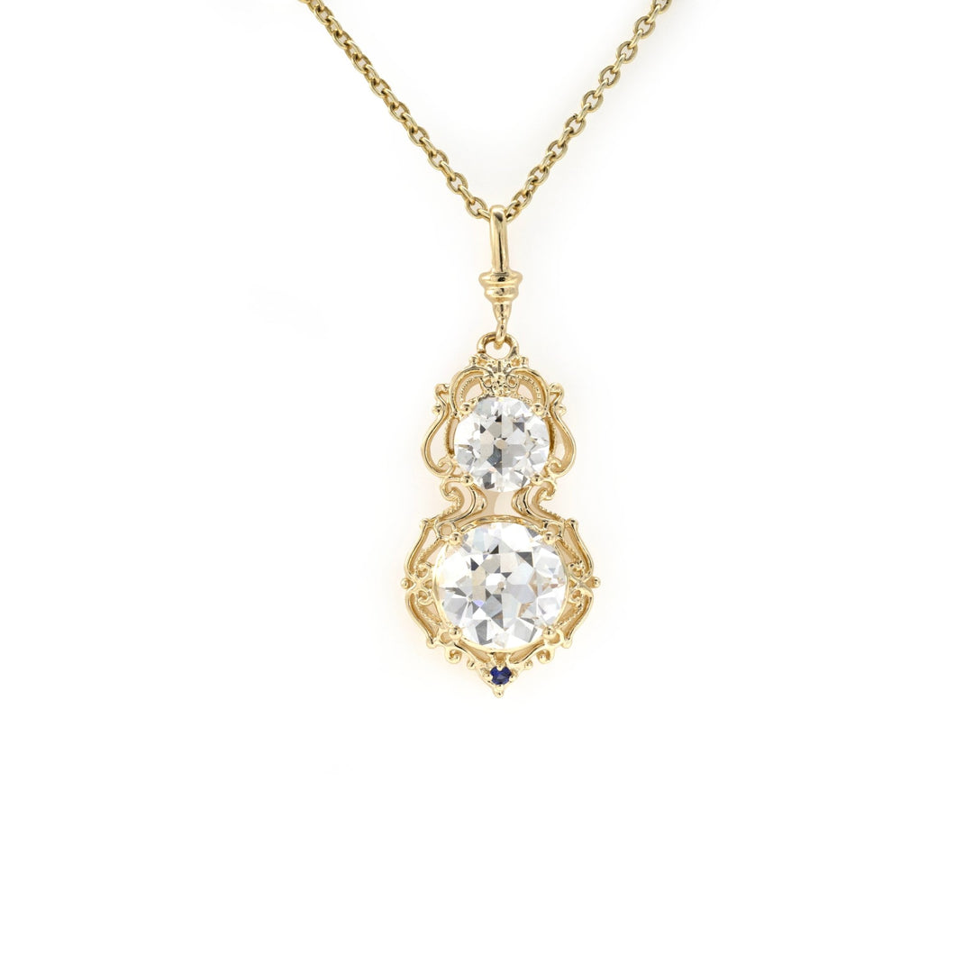 Classic OEC Diamond Gourd-Shaped Pendant 14K Yellow Gold - LGG Jewelry