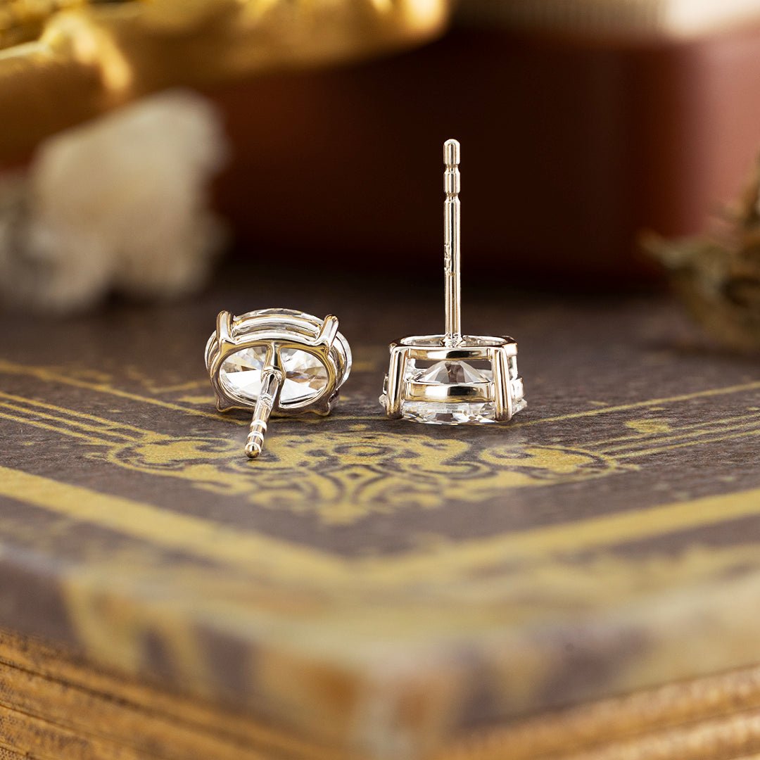 Classic Oval Cut Lab Diamond Four Prongs Ear Studs - LGG Jewelry