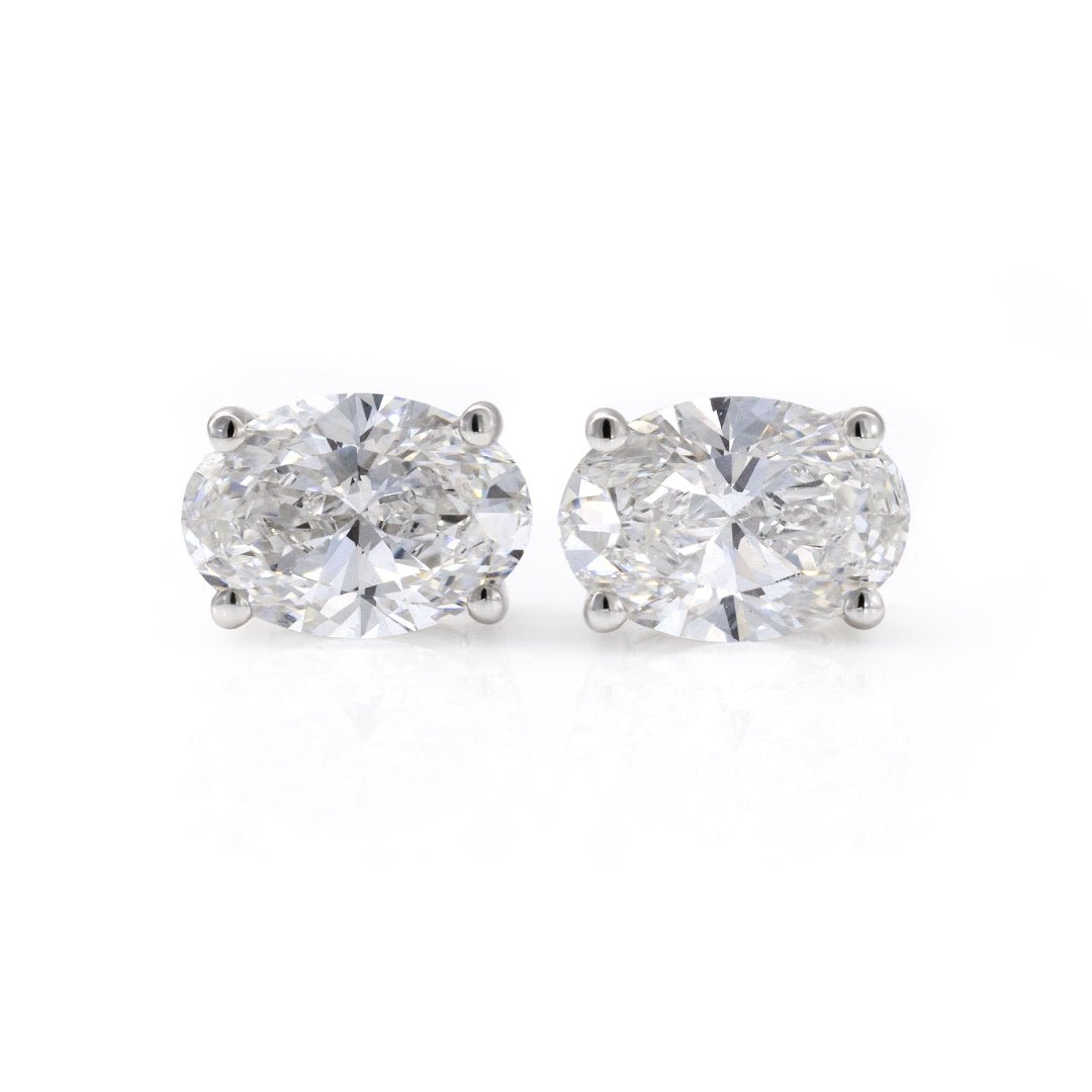 Classic Oval Cut Lab Diamond Four Prongs Ear Studs - LGG Jewelry
