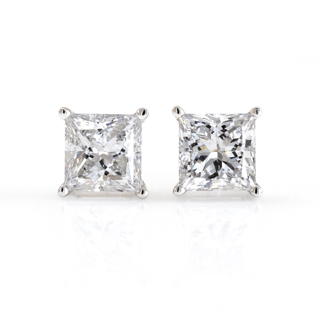 Classic Princess Cut Lab Diamond Four Prongs Ear Studs - LGG Jewelry