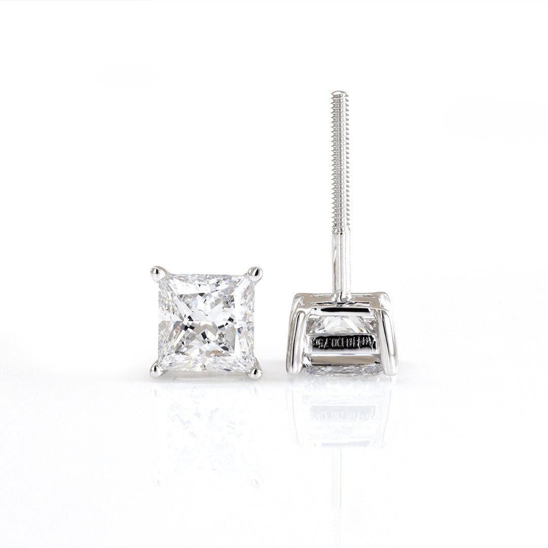 Classic Princess Cut Lab Diamond Four Prongs Ear Studs - LGG Jewelry
