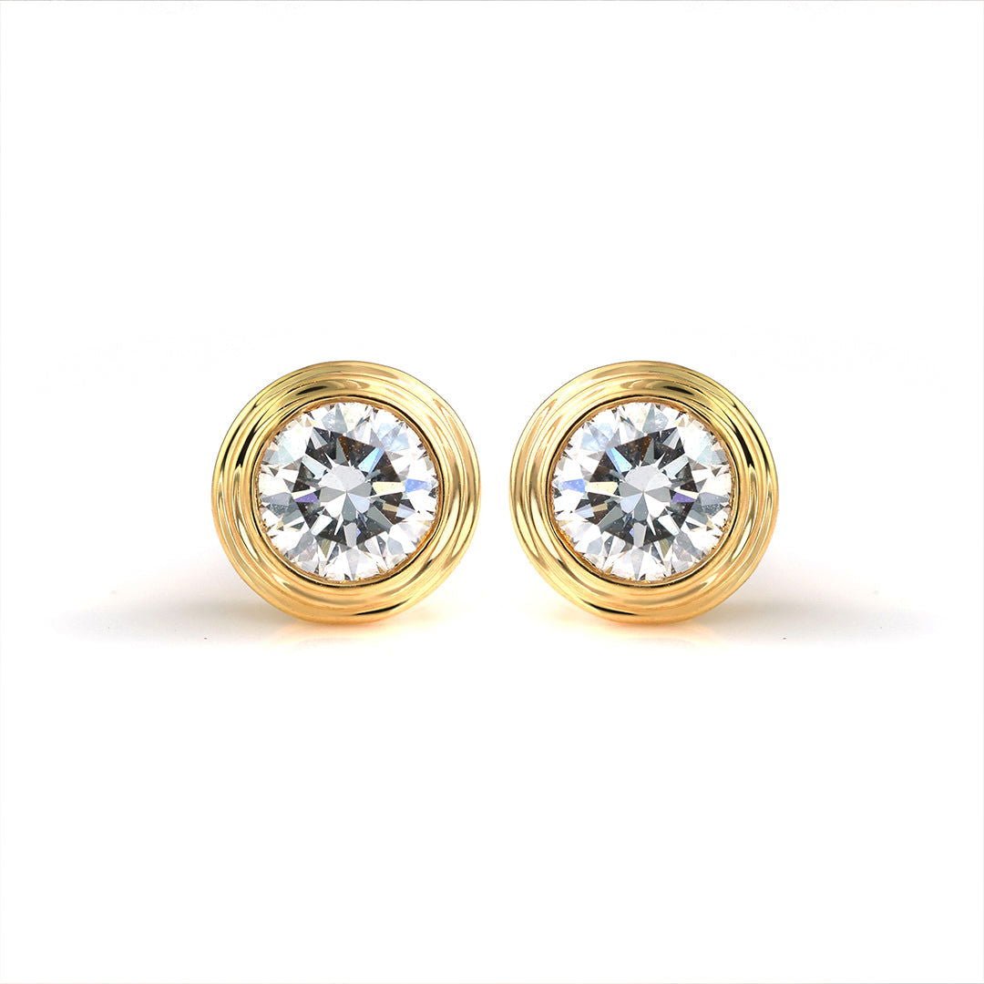 Classic Round Cut Lab diamond Bezel Ear Studs - LGG Jewelry