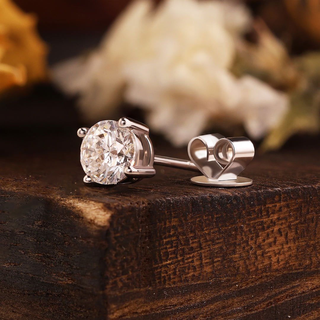 Classic Round Cut Lab Diamond Four Prongs Ear Studs - LGG Jewelry