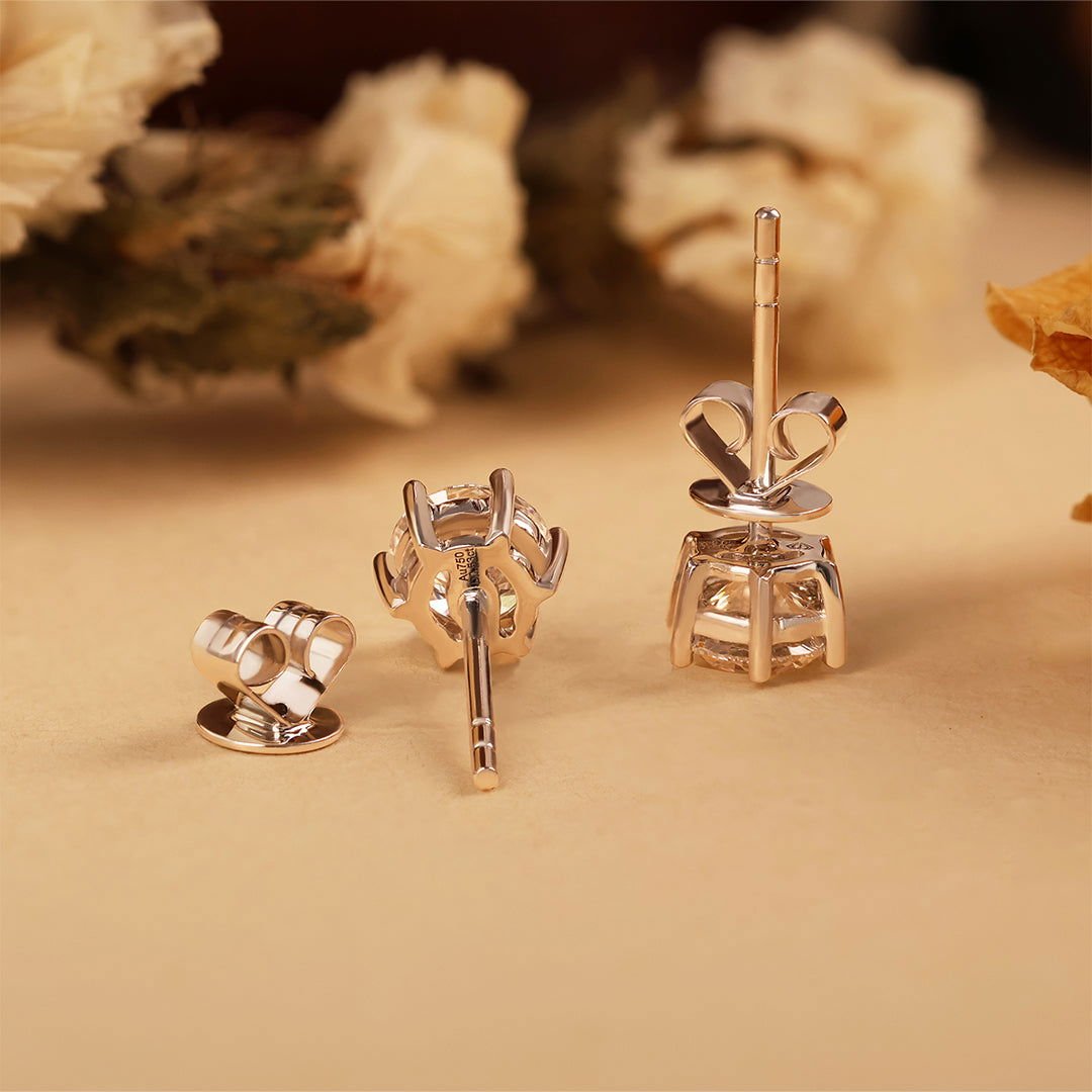Classic Round Cut Lab Diamond Six Prongs Ear Studs - LGG Jewelry