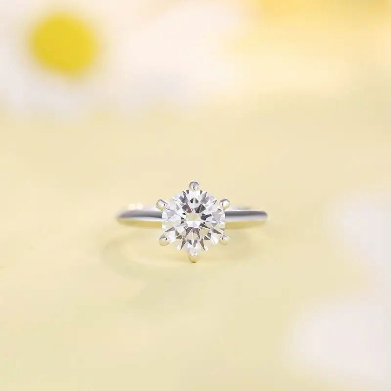 Classic Six-prongs 1.5 Ct Round Cut Lab Diamond Solitaire Engagement Ring - LGG Jewelry