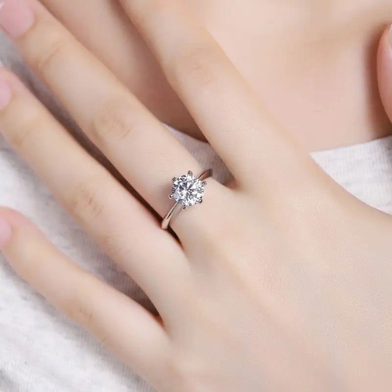 Classic Six-prongs 1.5 Ct Round Cut Lab Diamond Solitaire Engagement Ring - LGG Jewelry