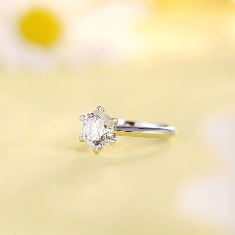 Classic Six-prongs 1.5 Ct Round Cut Lab Diamond Solitaire Engagement Ring - LGG Jewelry