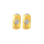 Lade Bild in die Galerieansicht, Crescent Brushed Gold Filled with Round CZ Huggie Earrings - LGG Jewelry