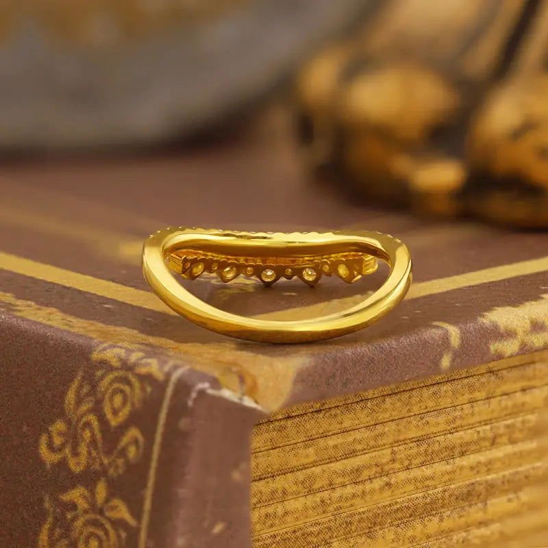 Curved Double-deck Round Cut Contour Band - LGG Jewelry